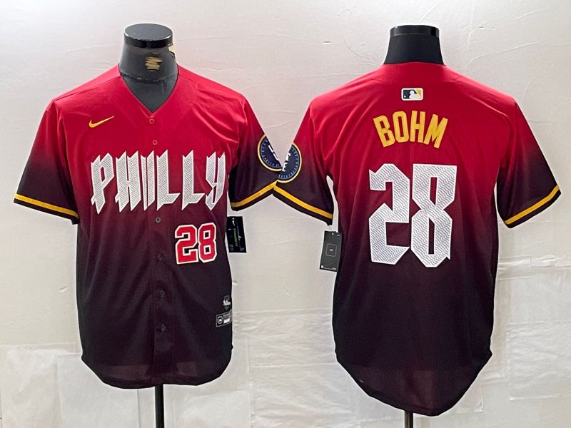 Men Philadelphia Phillies #28 Bohm Red City Edition Nike 2024 MLB Jersey style 3